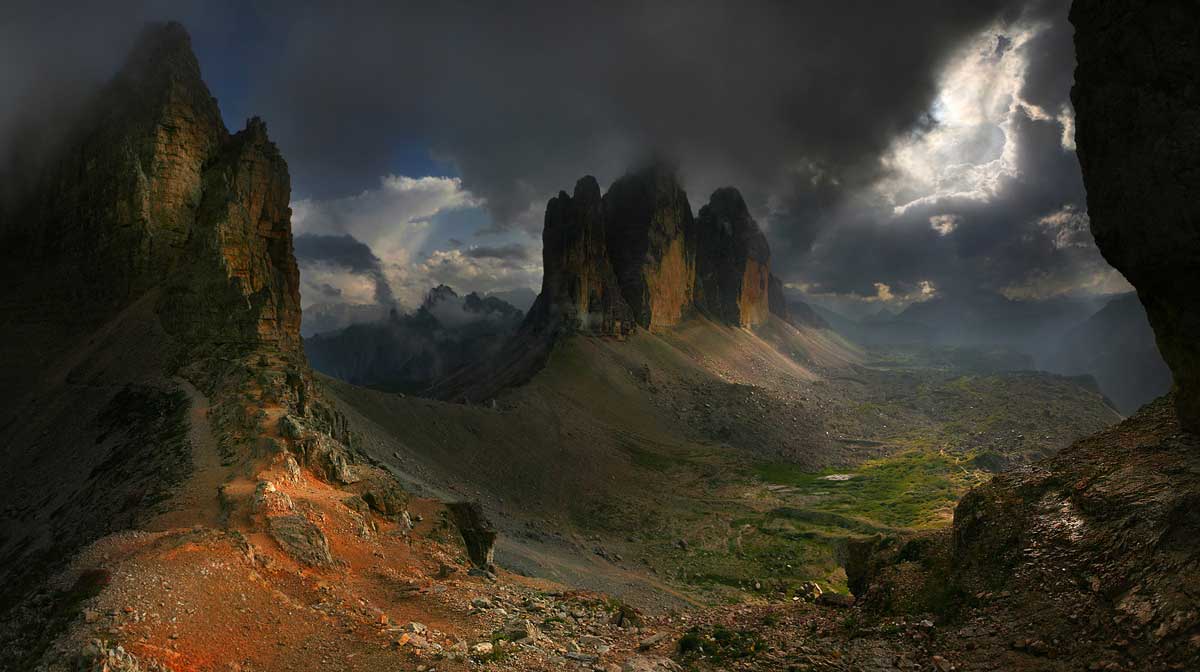 dodging storm clouds in the dolomites, italy