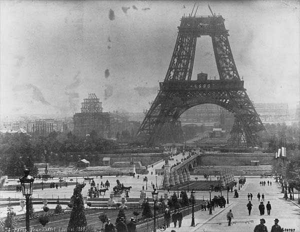 construction of the eiffel tower in july, 1888