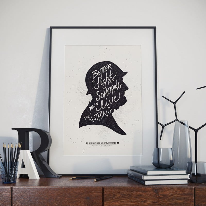 george s. patton hand lettered poster quote