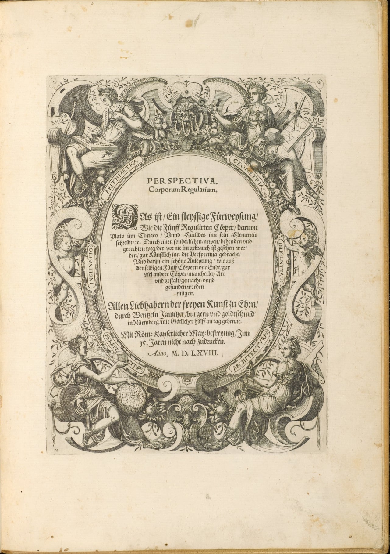 title page of wenzel jamnitzer’s ‘perspectiva corporum regularium’ 