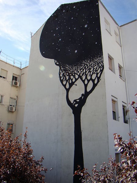 black tree street art