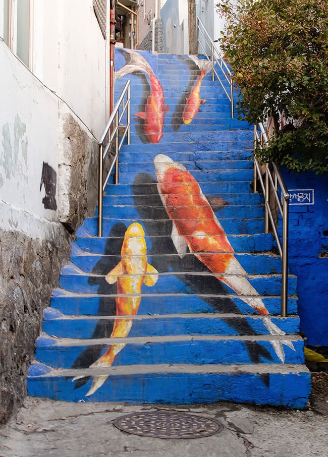 fish stair street art