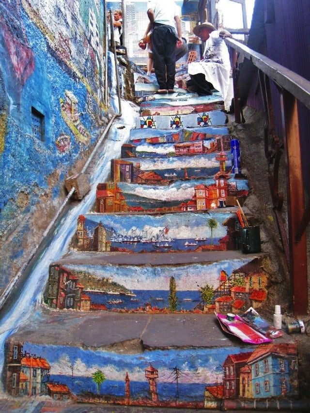 unique stair street art