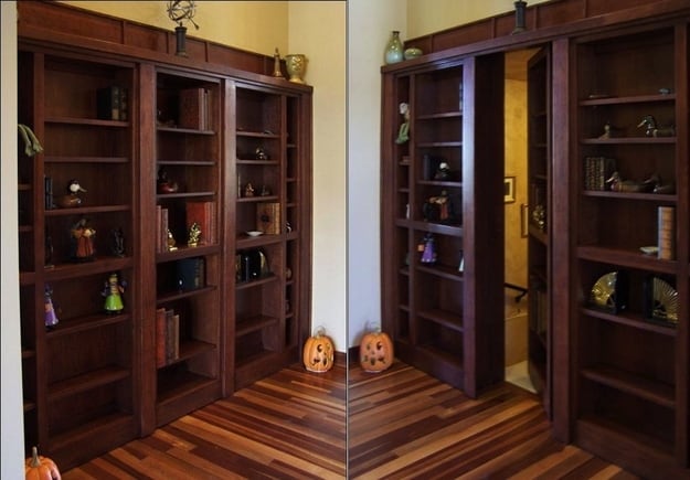 secret room behind a bookshelf