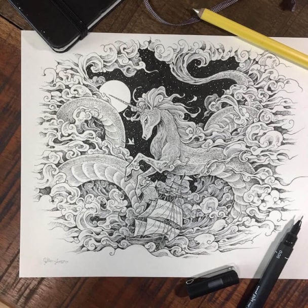 Kerby Rosanes' Inked Illustrations Blend Animals With Divine Patterns ...