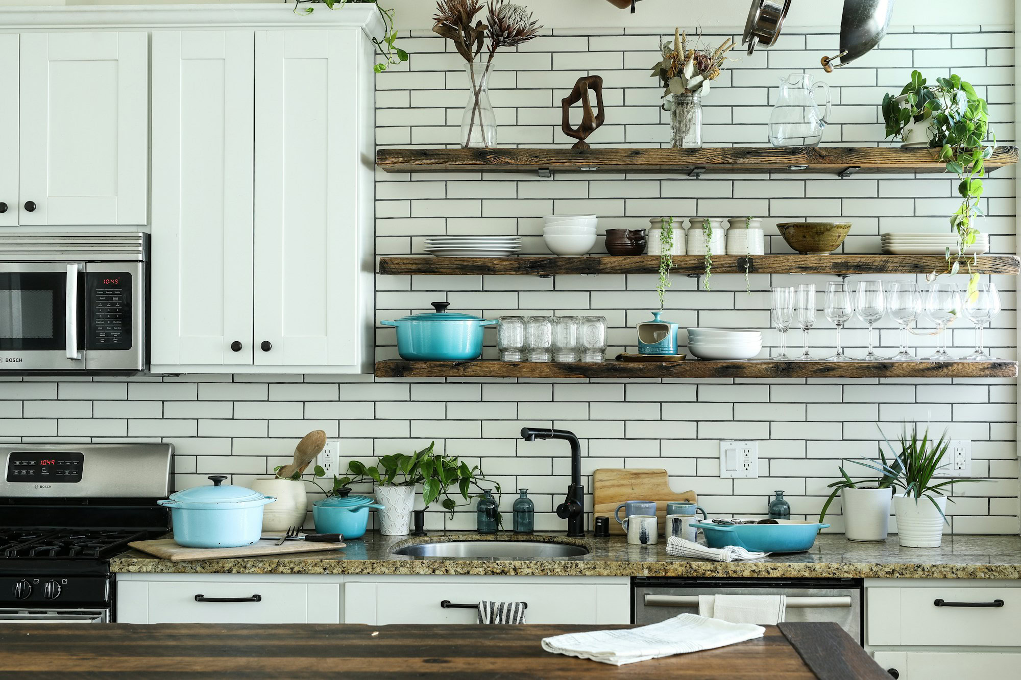 5 Top Tips for Styling Your Kitchen in Spring Time brown wooden shelf