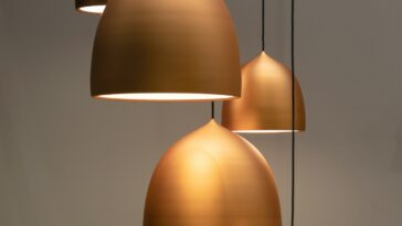 turned on pendant lamps